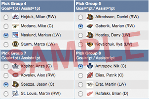Hockey Pick List Sample